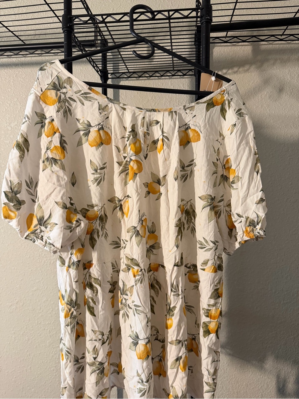 BloomChic White Off-Shoulder Lemon Print Tunic